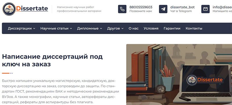 Типы работ выполняемых в Dissertate